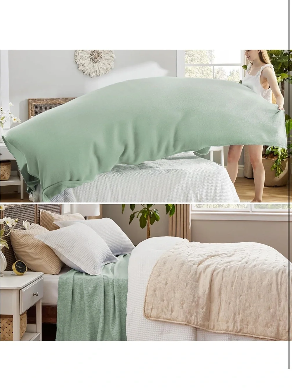 NEW Bedsure GentleSoft 100% Cotton Blanket. Breathable, Lightweight, Herringbone